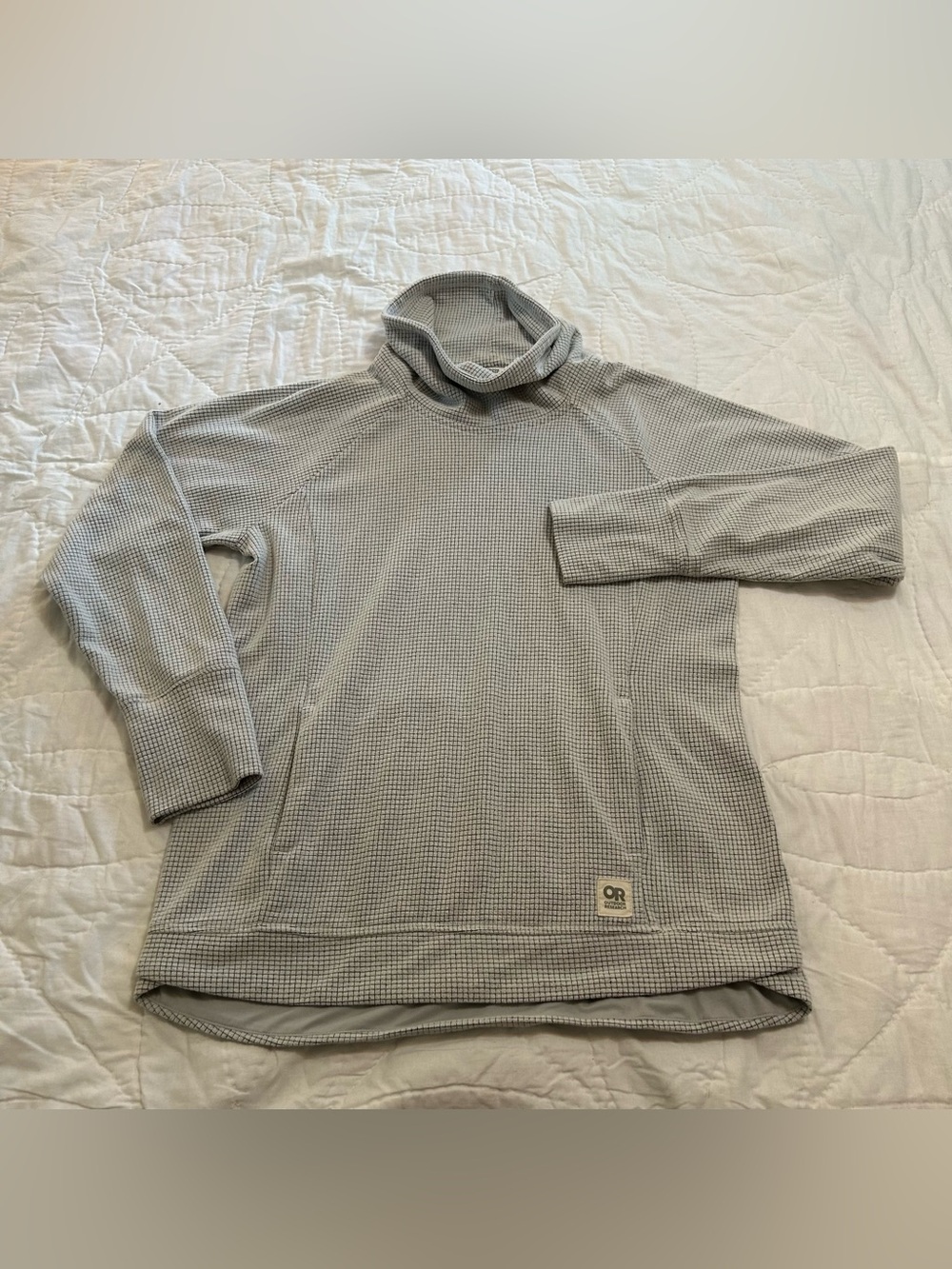 Outdoor Research Trail Mix Cowl Pullover Waffle Sweatshirt Women's Sz L Gray